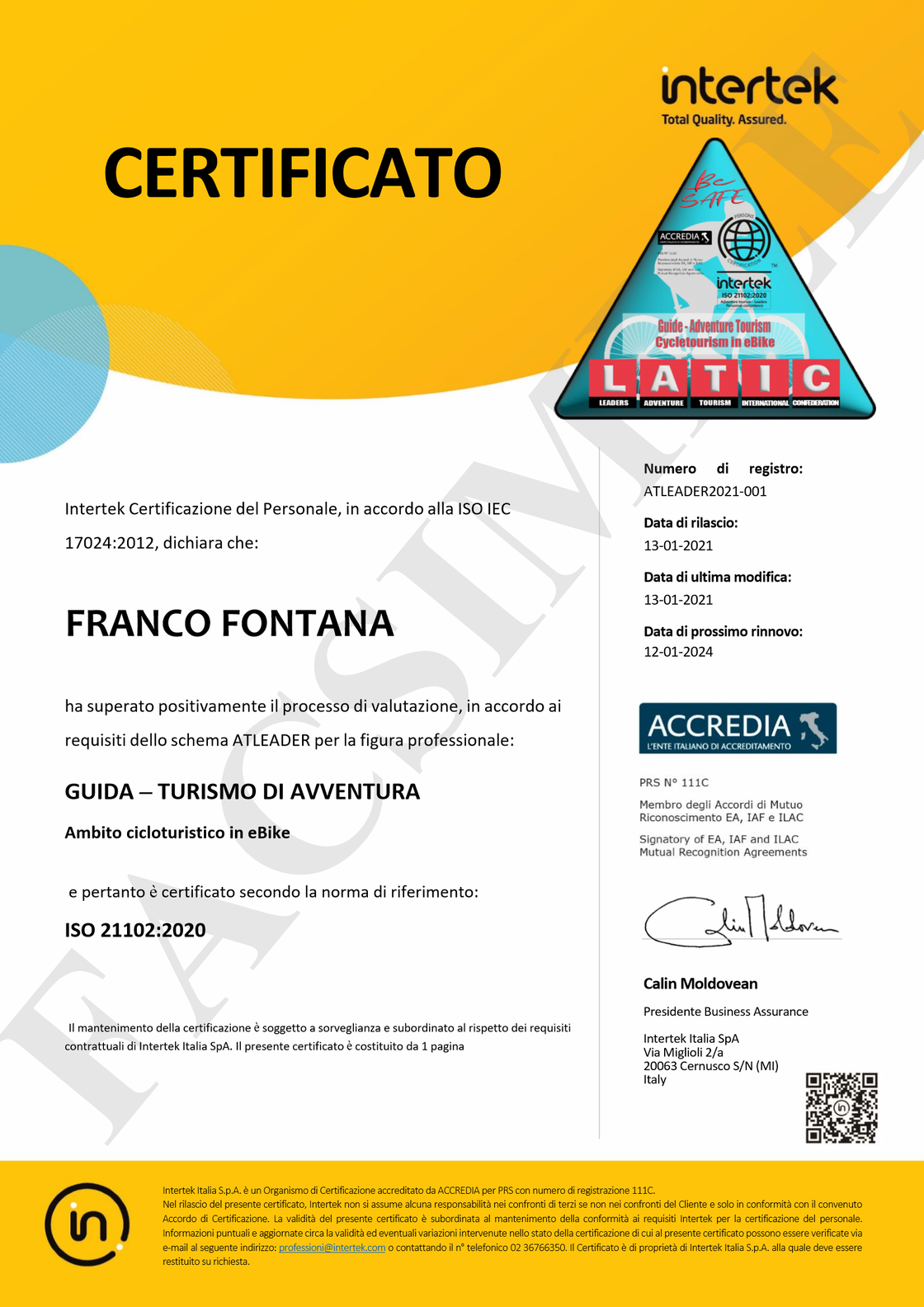 certificato latic